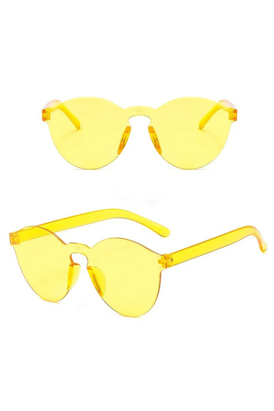 Skygo Sert Mika Oval Shaped Rimless Yellow Glasses Retro Party 5X14 cm