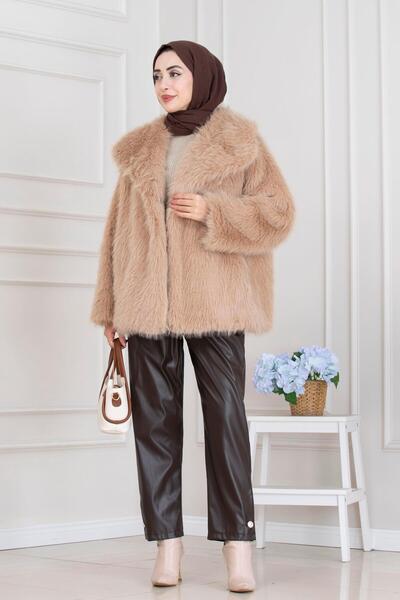 Sevitli Shawl Collar Velcro Faux Fur-Mink