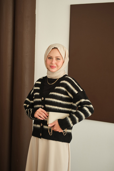 LOCCO Γυναικεία κοντή πλεκτή ζακέτα μαύρη