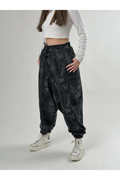 COCOPELLI Women's Black Patterned Sports Shalwar Coc2623