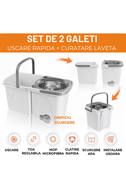 Dreamramp Cleaning set, bucket with mop, two refills, height-adjustable.