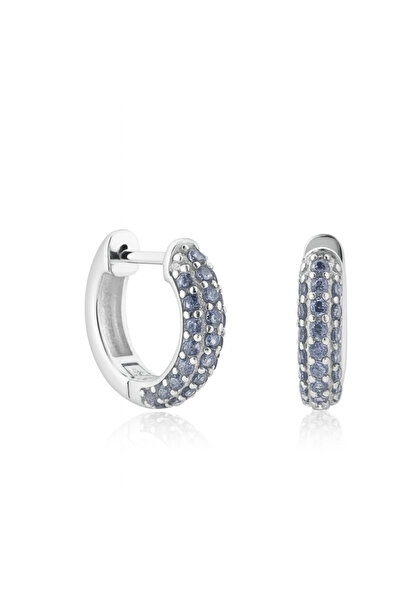 House of Crystals Cercei Creole Mici Placati cu Rodiu si Cristale Zirconia Mov Linda