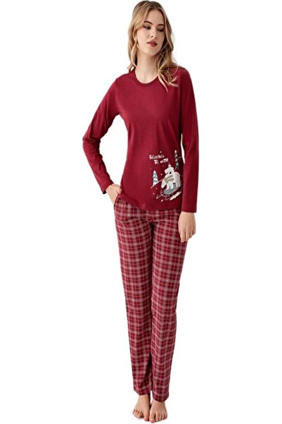 Arnetta 100% Cotton Crew Neck Plaid Pajama Set