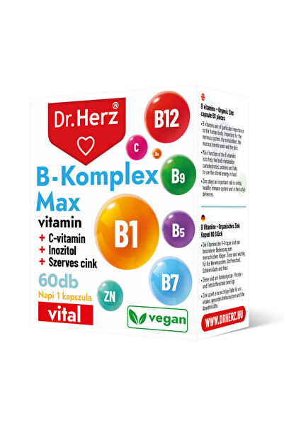 Dr Herz Capsule vegane Vitamina B Complex Max + vitamina C + Inositol + zinc 60 buc