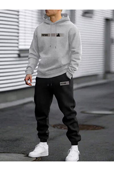 Flaubert Falubert-Men's Printed Hb Oversized Sweatahirt -Sweatpants 2-Piece Set