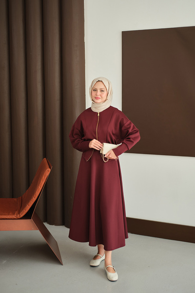 LOCCO Women's Waist Corset Detail Suit Burgundy