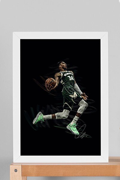 Saturn Pictură înrămată cu cadru de Giannis Antetokounmpo, baschet NBA - post...