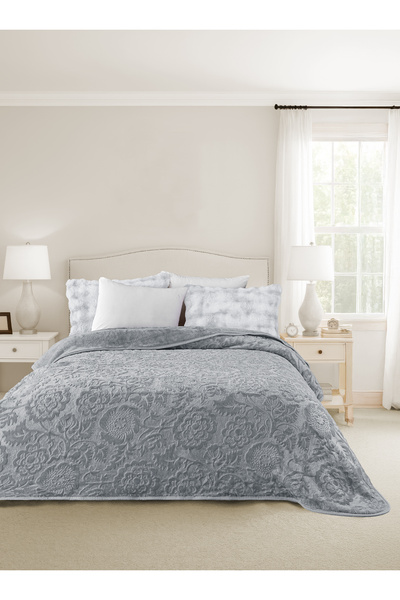 Evlen Home Collection Maya 3 kg Embos Printed Blanket Double Size Thick Soft 220X240 cm Gray