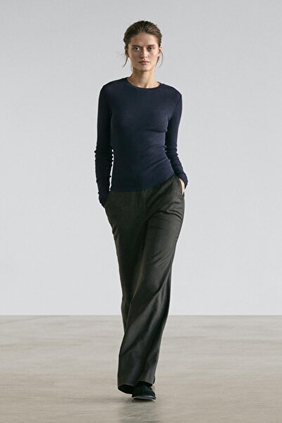 Massimo Dutti Pamuk karışımı uzun kollu tişört