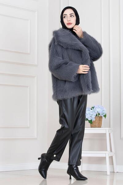 Sevitli Shawl Collar Velcro Faux Fur-Anthracite