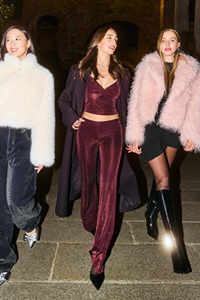 Bershka Parlak çan paça pantolon