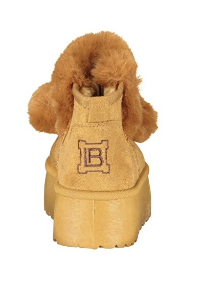 Laura Biagiotti - women's ankle boots with fur/decorative pompom, 4 cm platform - brown color