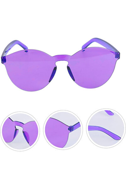 Skygo Sert Mika Oval Shaped Rimless Purple Glasses Retro Party 5X14 cm