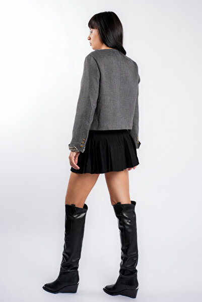 monarh Short Grey Jacket with Gold Buttons