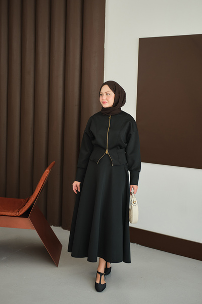 LOCCO Women's Waist Corset Detail Set Black