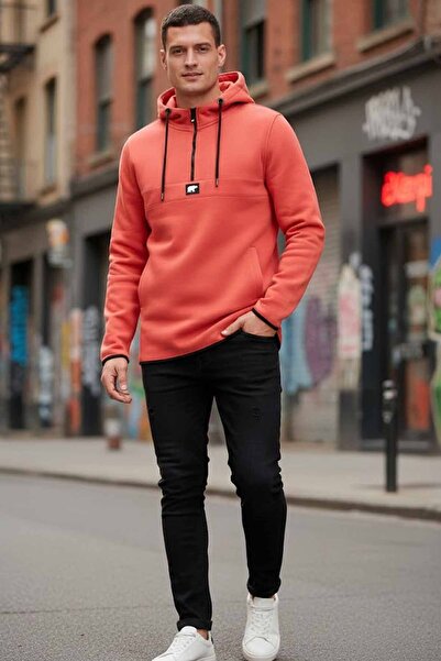 Bad Bear Yarım Fermuarlı Kapüşonlu Erkek Sweatshirt İçi Polor