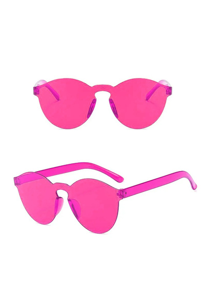 Skygo Sert Mika Oval Shaped Rimless Fuchsia Glasses Retro Party 5X14 cm