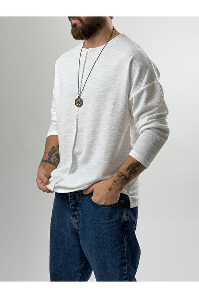 COCOPELLI Men's Ecru Sweatshirt with Design Detail Coc2631