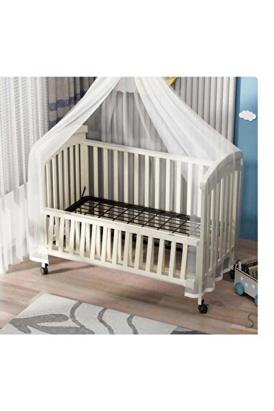 BabyCara سرير خشبي للأطفال بتصميم أنيق مع قاعدة حديدية و 3 ارتفاعات و ناموسية 120 × 60 سم