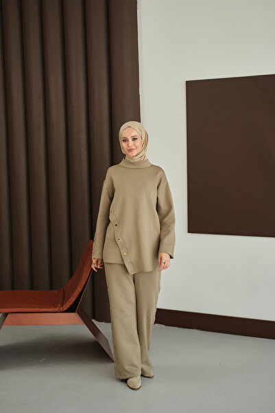 LOCCO Women's Mock Neck Set Green