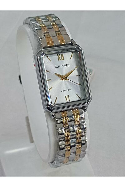 Tom Jones çelik kordonlu, metalik üstüne altın sarılı, kare kasa, su geçirmez...