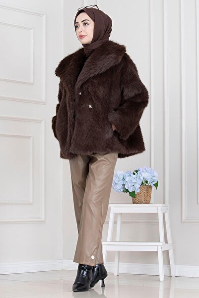 Sevitli Guler șal cu velcro din blană artificială-MARO