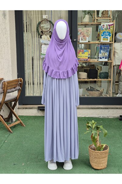 Nurul kisve فستان روبالا أرجواني وغطاء رأس أرجواني متناسق