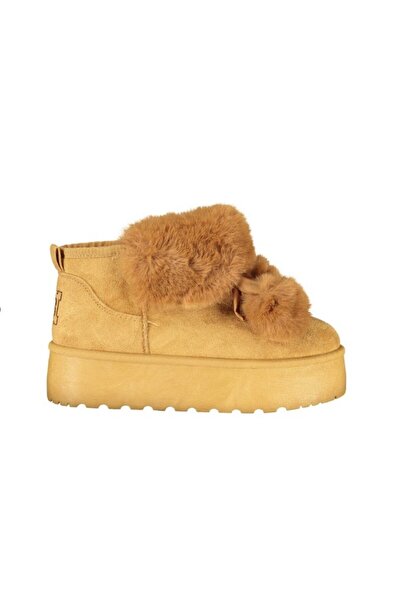 Laura Biagiotti - women's ankle boots with fur/decorative pompom, 4 cm platform - brown color