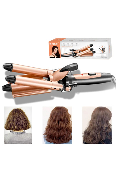 UNİBOX Triple Hair Curler with Ceramic Coating, Negative Ions, Automatic Adjustment, Modern Design,