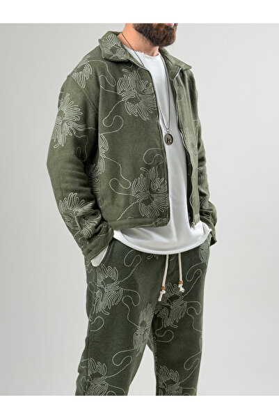 COCOPELLI Embroidered Men's Green Suit Coc2629