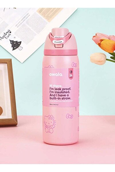 owala زجاجة مياه معزولة من الفولاذ المقاوم للصدأ من FreeSip مع شفاطة (وردي، 32 أونصة)