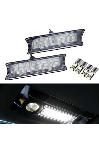 GizMondo Set de 2 lumini LED de plafon + 4 becuri LED pentru BMW E90 E91 E92 Seria 3 (2006-2011) – Alb rece, Priză