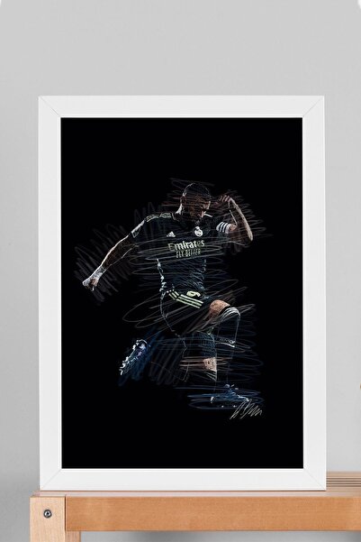 Saturn Портрет на Карим Бензема, рамка за футболна снимка - естетичен постер