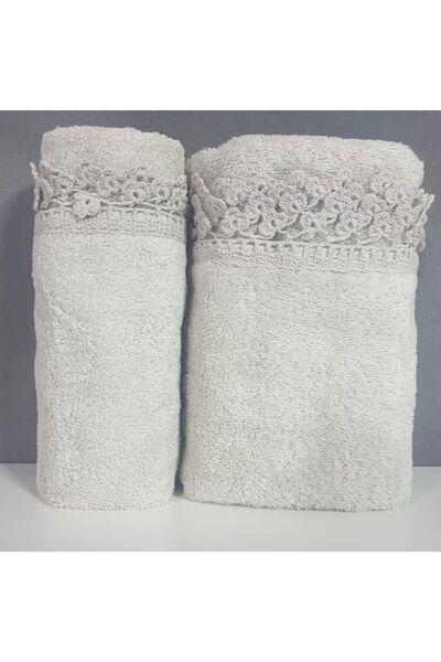 Reiashn Turkish towel, 2 pieces, 100% cotton, white, size 30*50+50*90 cm