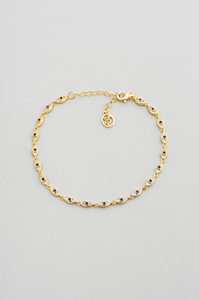 So CHIC... Iris'in Gözü 18 Ayar Sarı Altın Kaplama 20 Cm Gümüş Bileklik