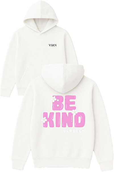 VSRN Hanorac cu glugă alb supradimensionat, imprimat cu designul Be Kind