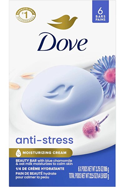 Dove Anti-Stress Blue Chamomile And Oat Milk Soap 106g Pack Of 6