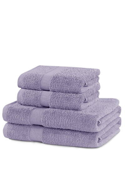 Deco King Set of 4 bath towels, 100% cotton, 525 g/m2, Marina, 2x70x140 cm, 2x50x100 cm, lilac