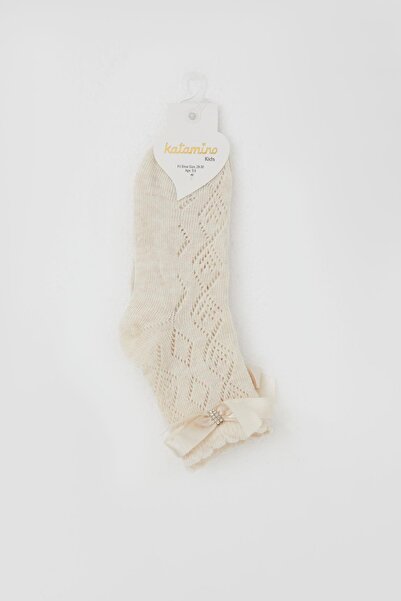 Katamino Κοριτσίστικες κάλτσες με διχτυωτό σχέδιο 5-10 ετών, κρεμ
