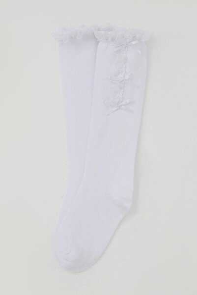 Katamino Детски голф чорапи за момичета с панделка, дантелена украса, възраст 1-8 години, бели