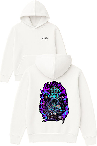VSRN Φούτερ με στάμπα Mor Flames Design, μεγάλου μεγέθους, λευκό με κουκούλα
