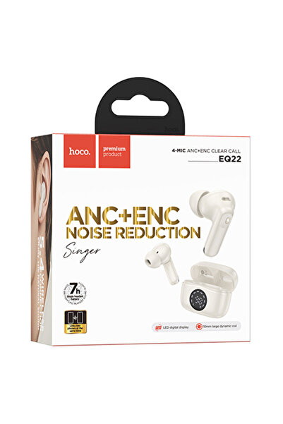 Hoco Casti Wireless (EQ22), Ear Buds, BT 5.4, 40/400mAh, ANC+ENC, PowerLED, Cloudy/WHITE