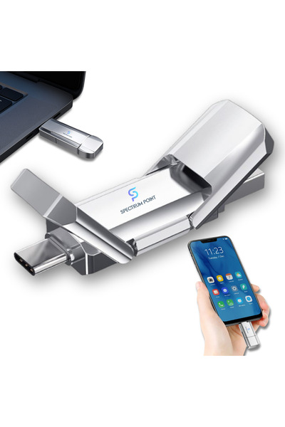 SpectrumPoint 2 in 1 USB+Type-C memory stick, 128 GB, for phone/laptop/PC/tab...