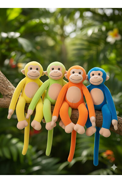 bujiteris 🐒 Ormanın En Şirin Üyesi: Neon Karişik Sallanan Maymun Peluş Oyuncak