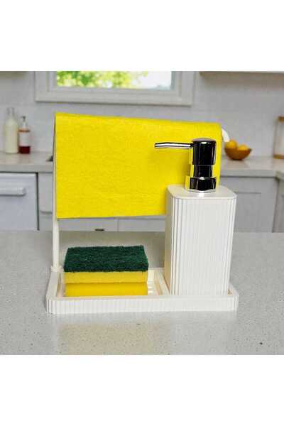 Ek Sanat Mutfak Sabunluk Seti, Süngerlik + Sıvı Sabunluk + Havluluk, Mutfak D...