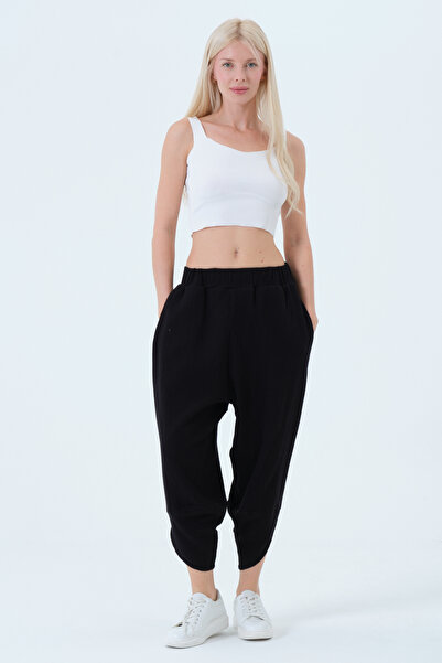 RELAXL Yoga Wear Plus Size 100% Cotton Black Muslin Baggy Pants