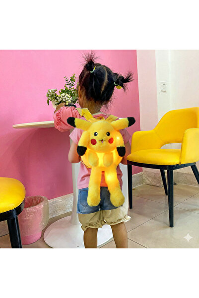 Livava Pika Peluş Çanta Çocuk Fermuarlı Işıklı Ayarlanabilir Askılı Sırt Çant...