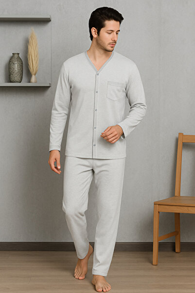 Moon Men's Pajama Set Buttoned Model