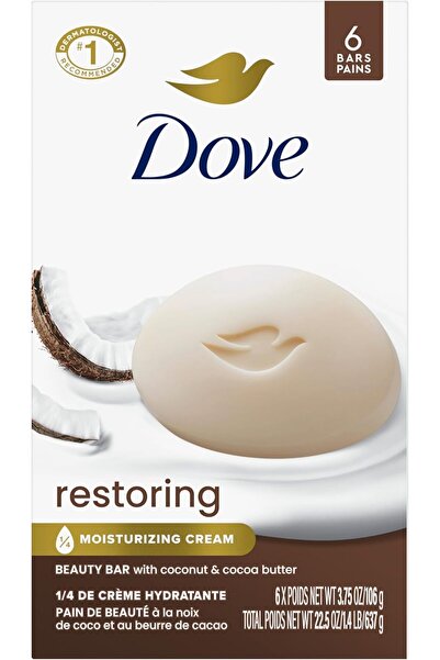 Dove More Moisturizing than Coconut Soap Bars, Coconut Milk Beauty Bar 4 oz, 6 Bar