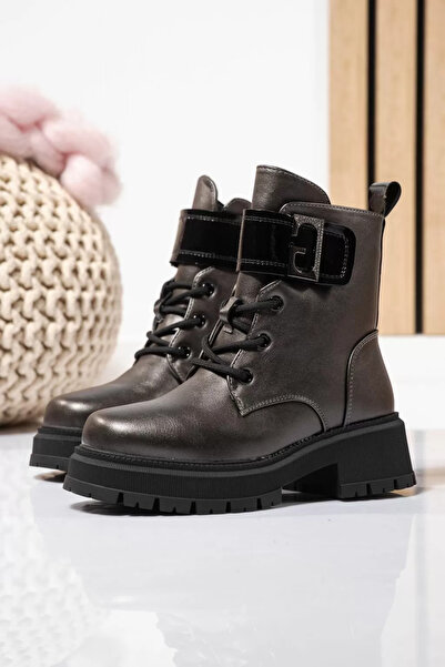 Zaira Γκρι μπότες με επένδυση γούνας για κορίτσια από οικολογικό δέρμα Alisa ...